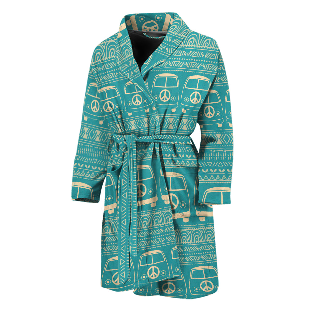 Vintage Hippie Van Pattern Print Men's Bathrobe