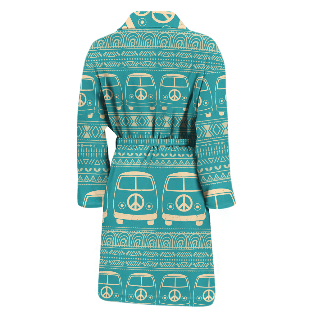 Vintage Hippie Van Pattern Print Men's Bathrobe