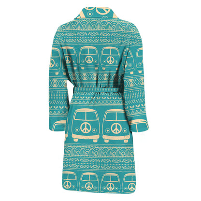 Vintage Hippie Van Pattern Print Men's Bathrobe