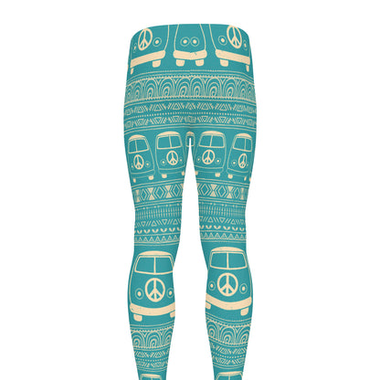 Vintage Hippie Van Pattern Print Men's leggings