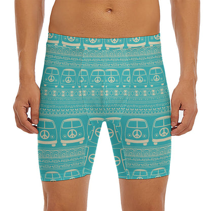 Vintage Hippie Van Pattern Print Men's Long Boxer Briefs