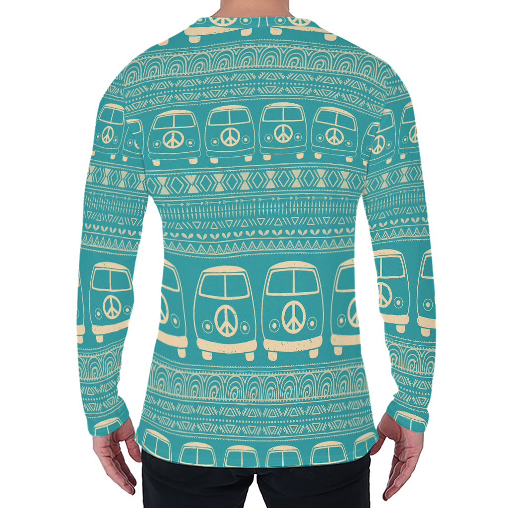 Vintage Hippie Van Pattern Print Men's Long Sleeve T-Shirt