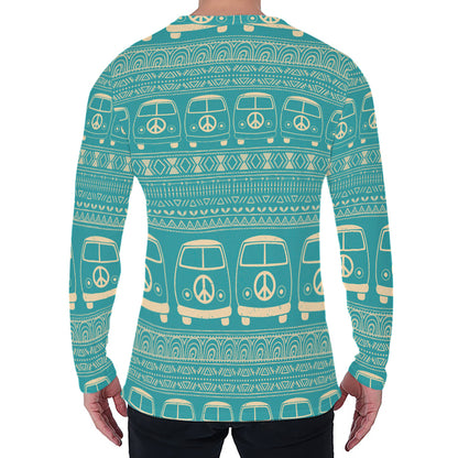 Vintage Hippie Van Pattern Print Men's Long Sleeve T-Shirt