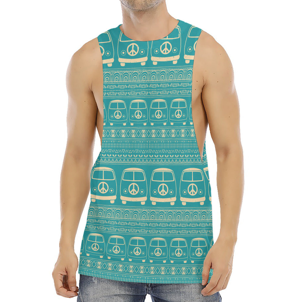 Vintage Hippie Van Pattern Print Men's Muscle Tank Top