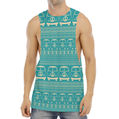 Vintage Hippie Van Pattern Print Men's Muscle Tank Top