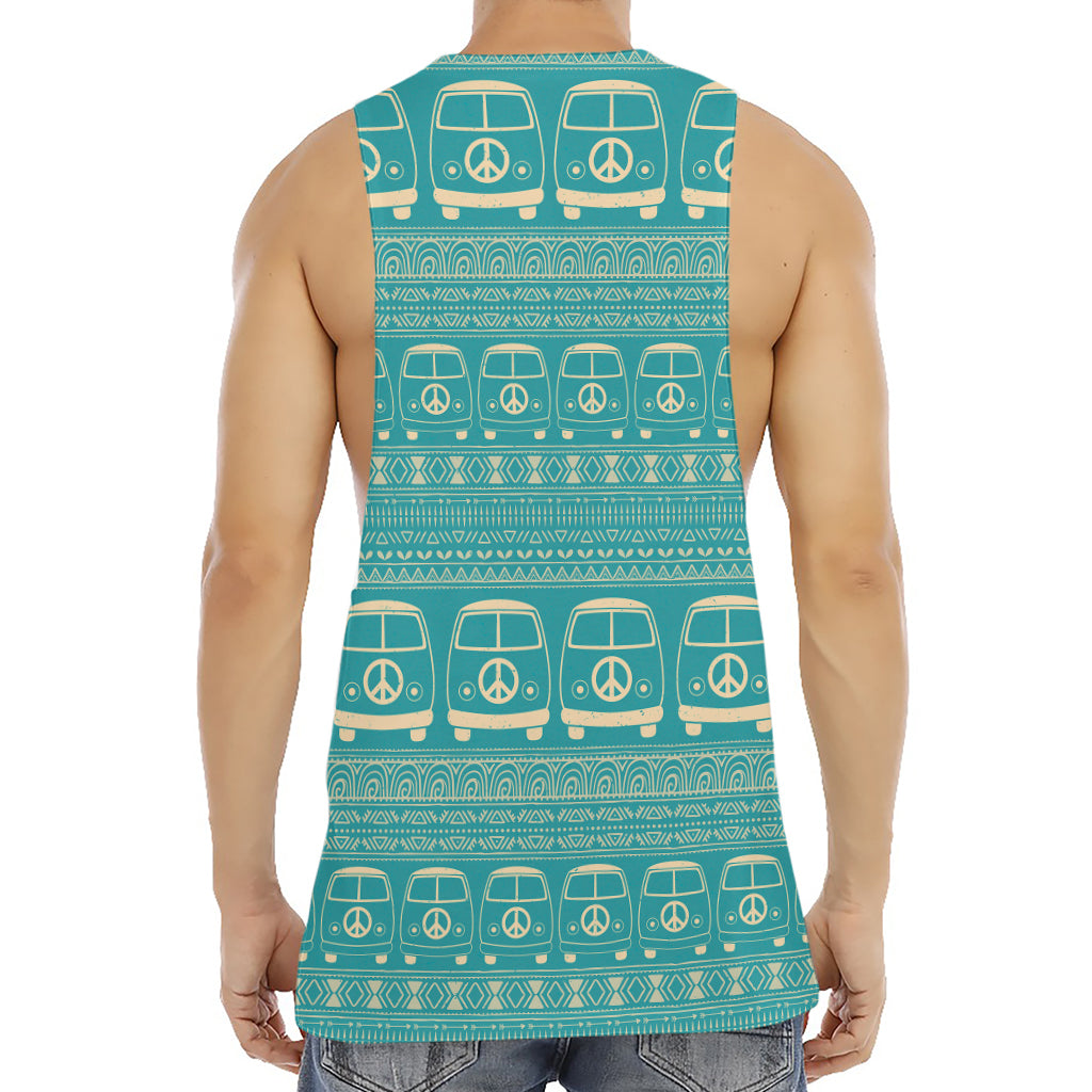 Vintage Hippie Van Pattern Print Men's Muscle Tank Top