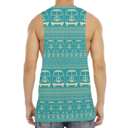 Vintage Hippie Van Pattern Print Men's Muscle Tank Top