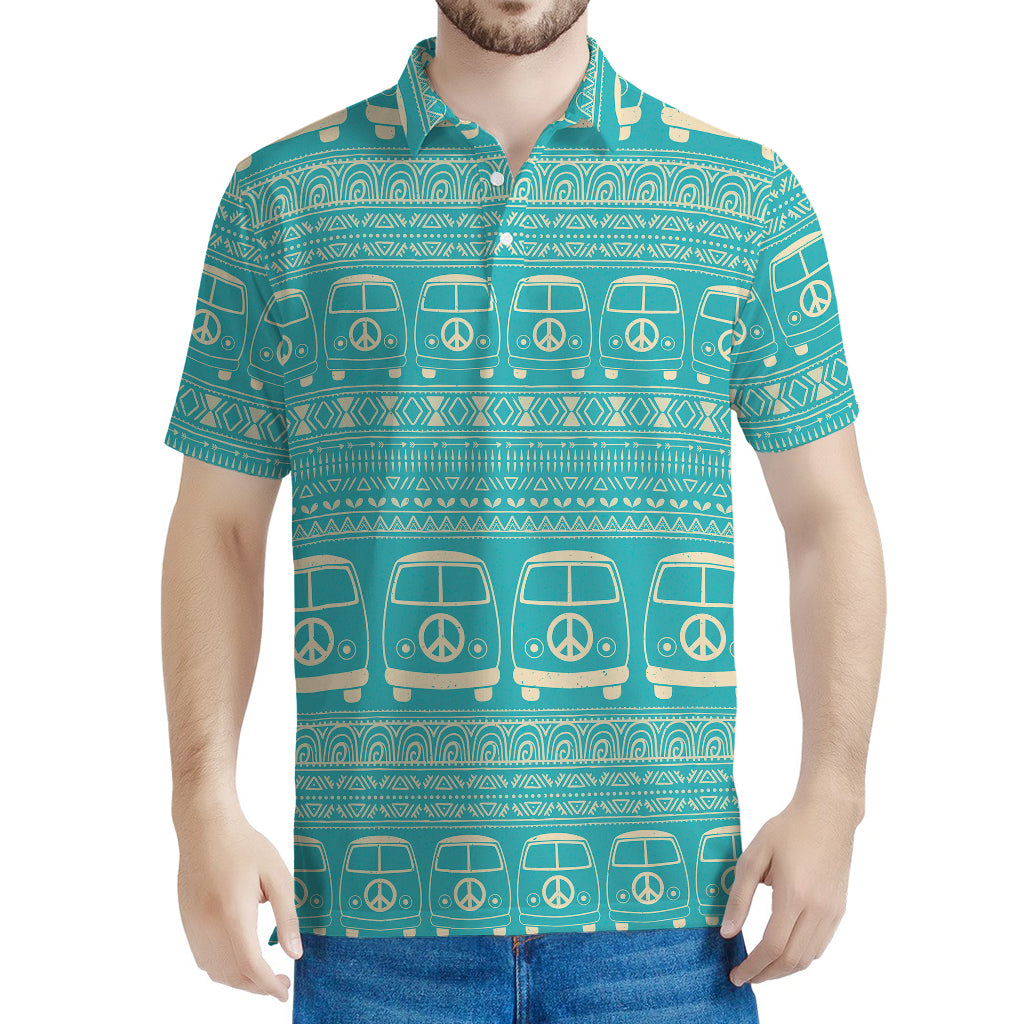 Vintage Hippie Van Pattern Print Men's Polo Shirt