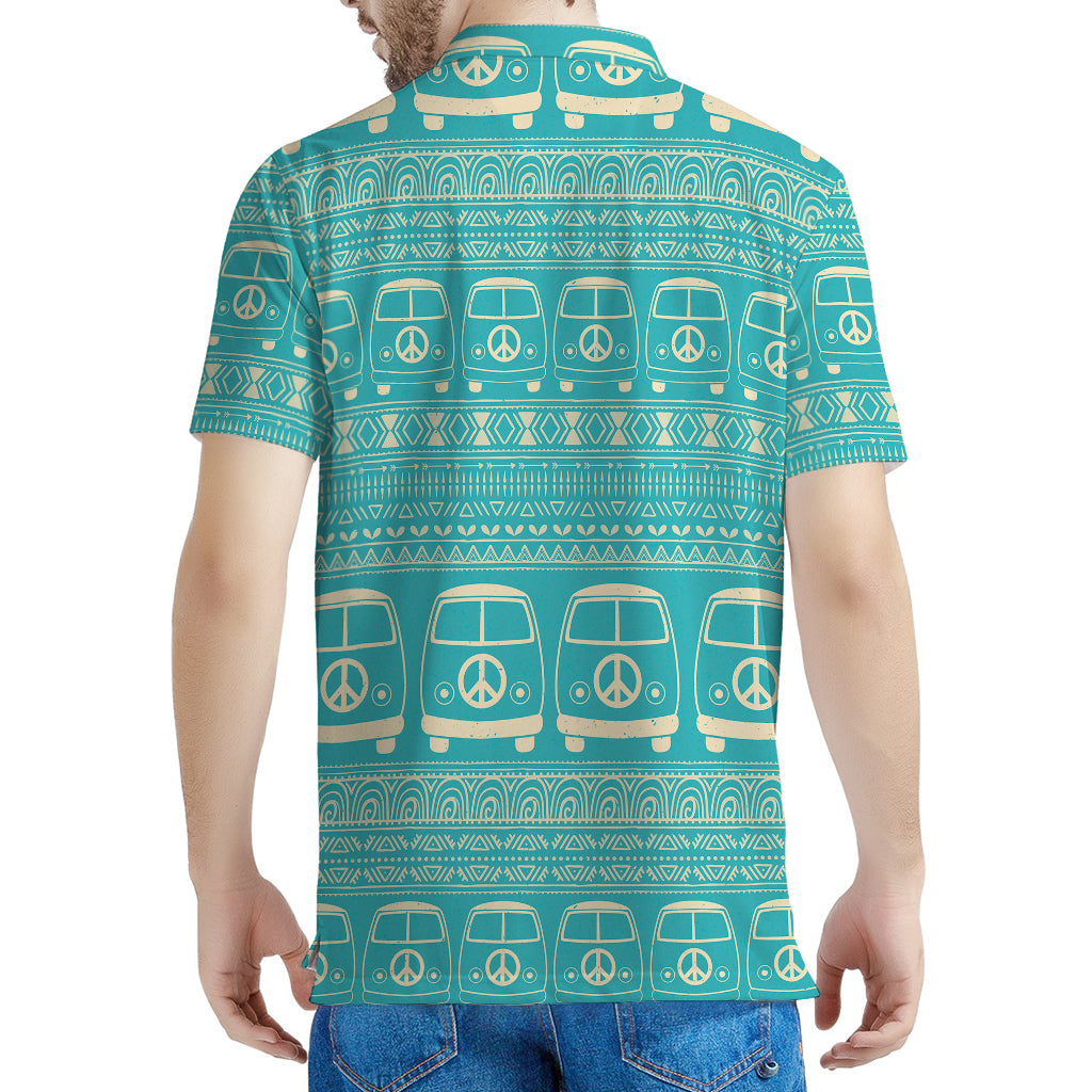 Vintage Hippie Van Pattern Print Men's Polo Shirt