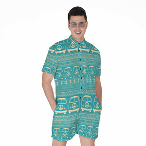 Vintage Hippie Van Pattern Print Men's Rompers