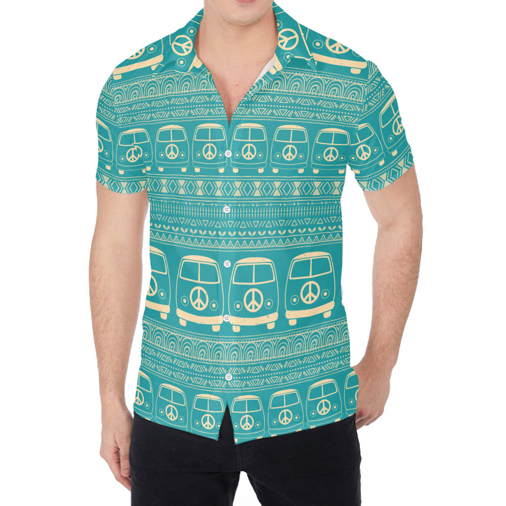 Vintage Hippie Van Pattern Print Men's Shirt