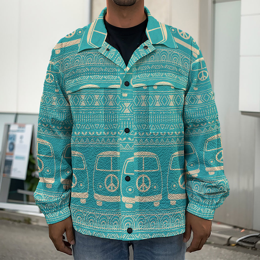 Vintage Hippie Van Pattern Print Men's Shirt Jacket