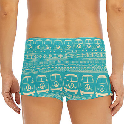 Vintage Hippie Van Pattern Print Men's Short Boxer Briefs