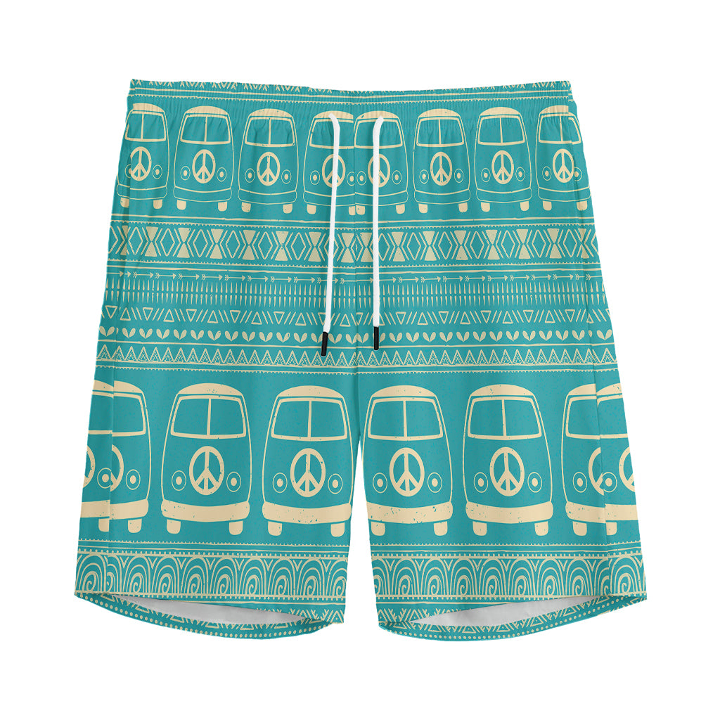 Vintage Hippie Van Pattern Print Men's Sports Shorts