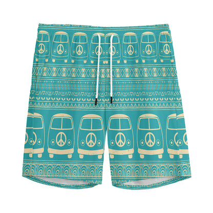 Vintage Hippie Van Pattern Print Men's Sports Shorts