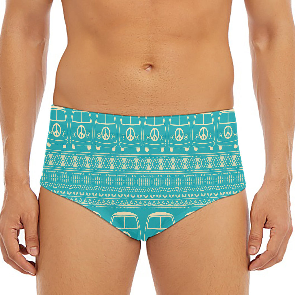 Vintage Hippie Van Pattern Print Men's Triangle Swim Briefs