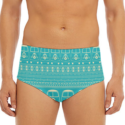 Vintage Hippie Van Pattern Print Men's Triangle Swim Briefs