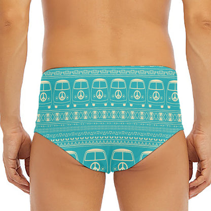 Vintage Hippie Van Pattern Print Men's Triangle Swim Briefs