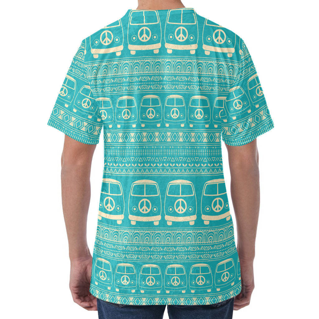Vintage Hippie Van Pattern Print Men's Velvet T-Shirt