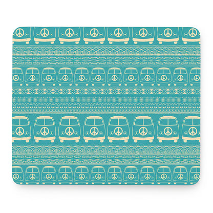 Vintage Hippie Van Pattern Print Mouse Pad