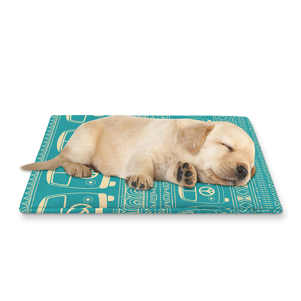 Vintage Hippie Van Pattern Print Pet Cooling Mat Cover