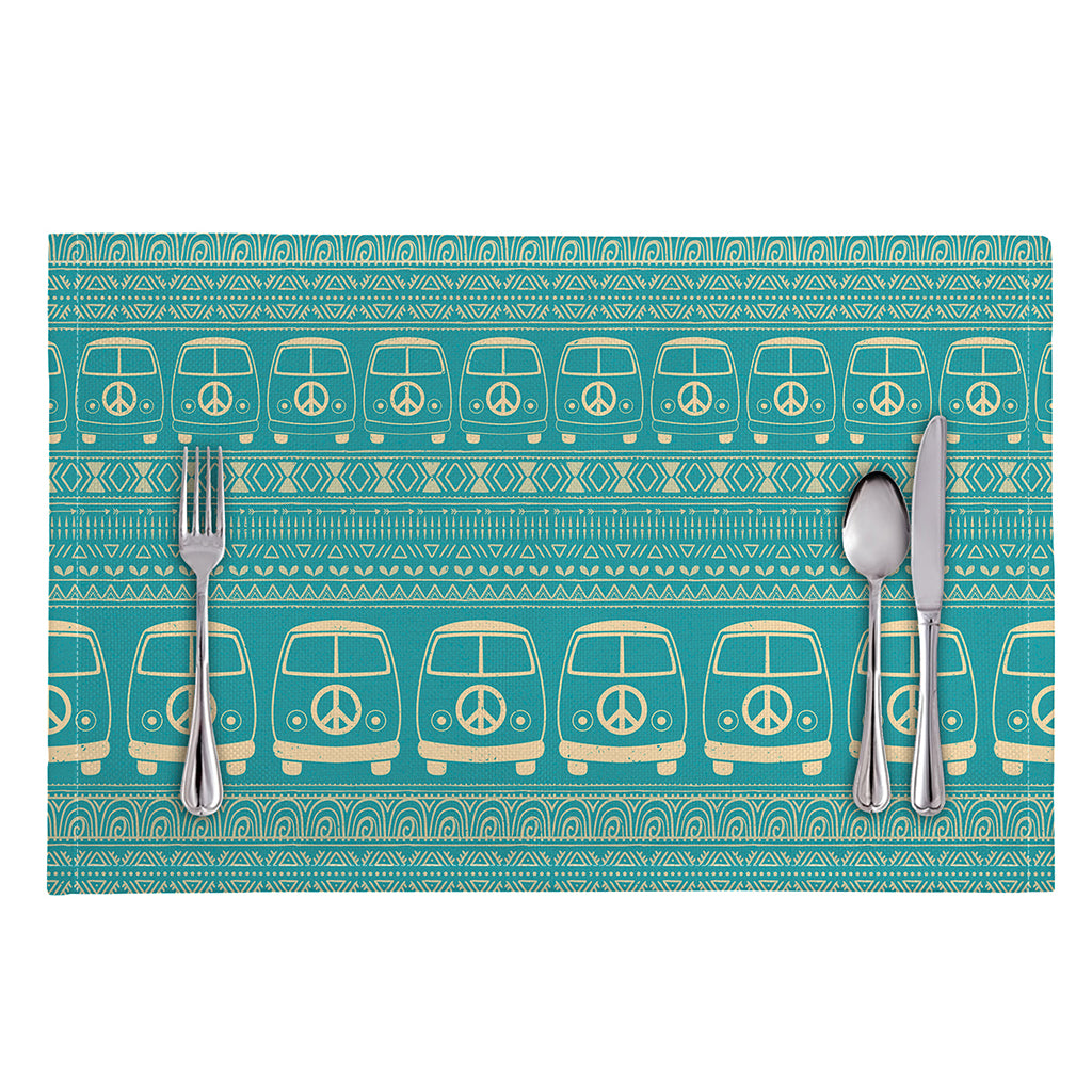 Vintage Hippie Van Pattern Print Placemat