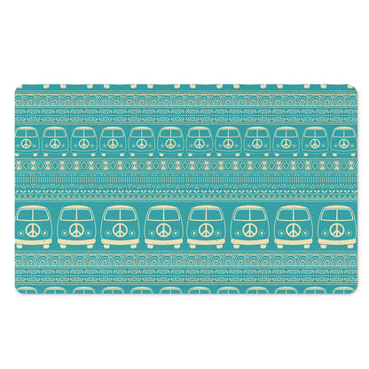 Vintage Hippie Van Pattern Print Polyester Doormat