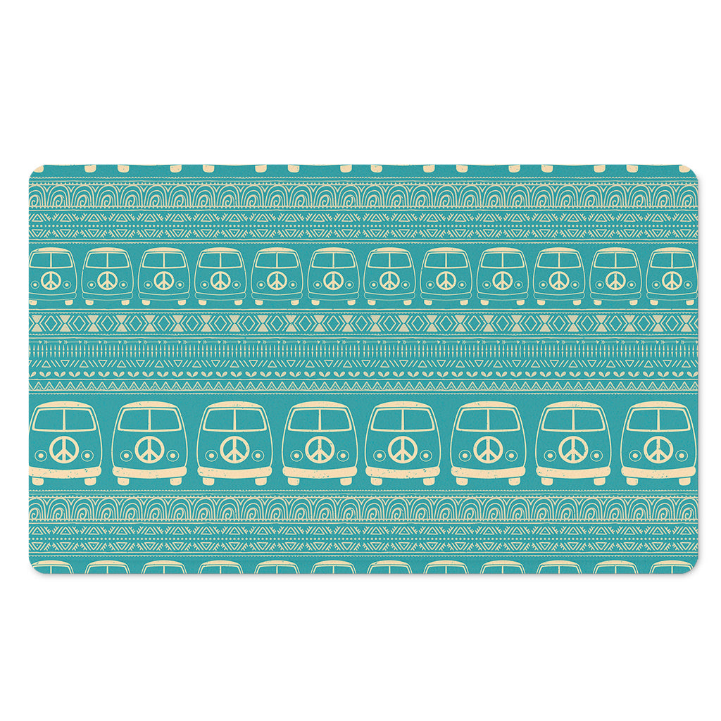 Vintage Hippie Van Pattern Print Polyester Doormat