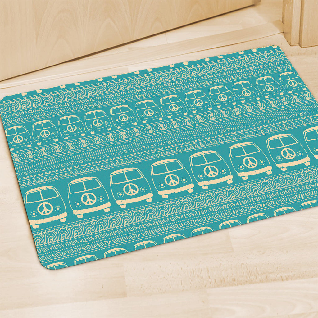 Vintage Hippie Van Pattern Print Polyester Doormat