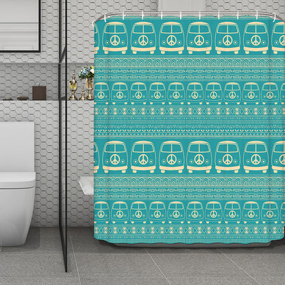 Vintage Hippie Van Pattern Print Polyester Shower Curtain