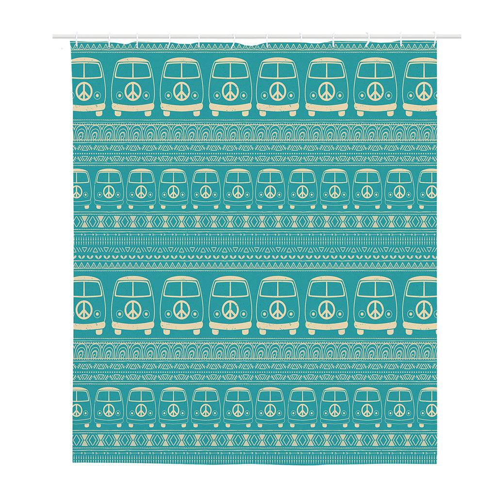 Vintage Hippie Van Pattern Print Polyester Shower Curtain
