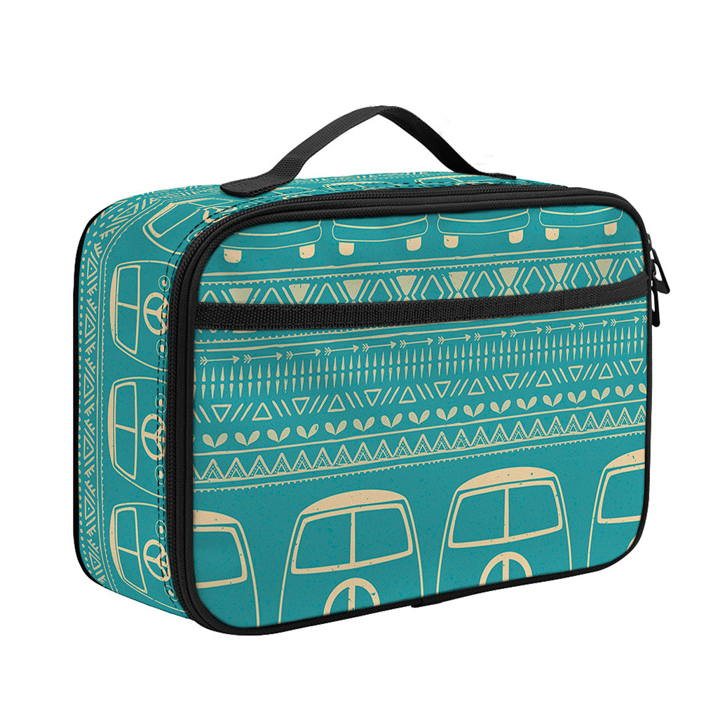 Vintage Hippie Van Pattern Print Portable Lunch Bag