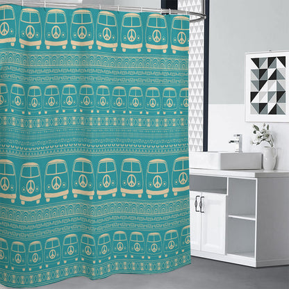 Vintage Hippie Van Pattern Print Premium Shower Curtain
