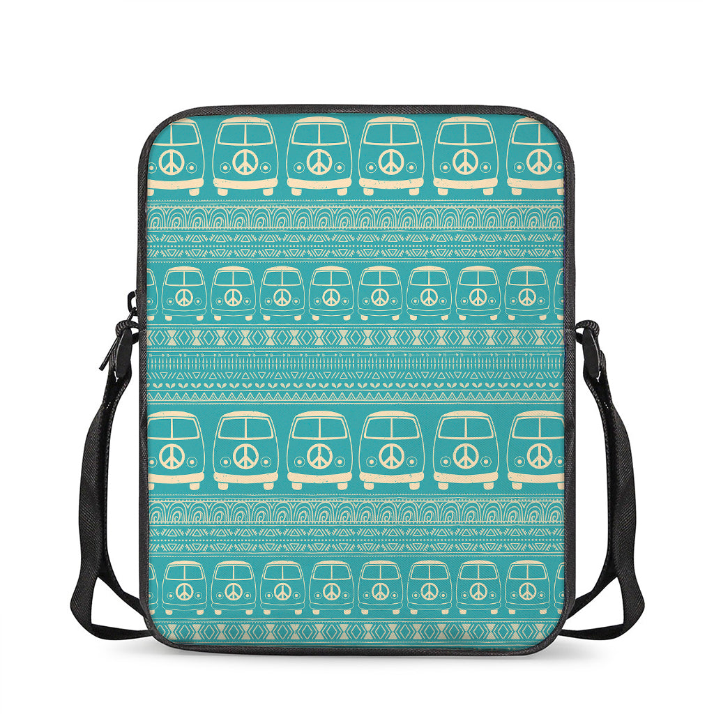 Vintage Hippie Van Pattern Print Rectangular Crossbody Bag
