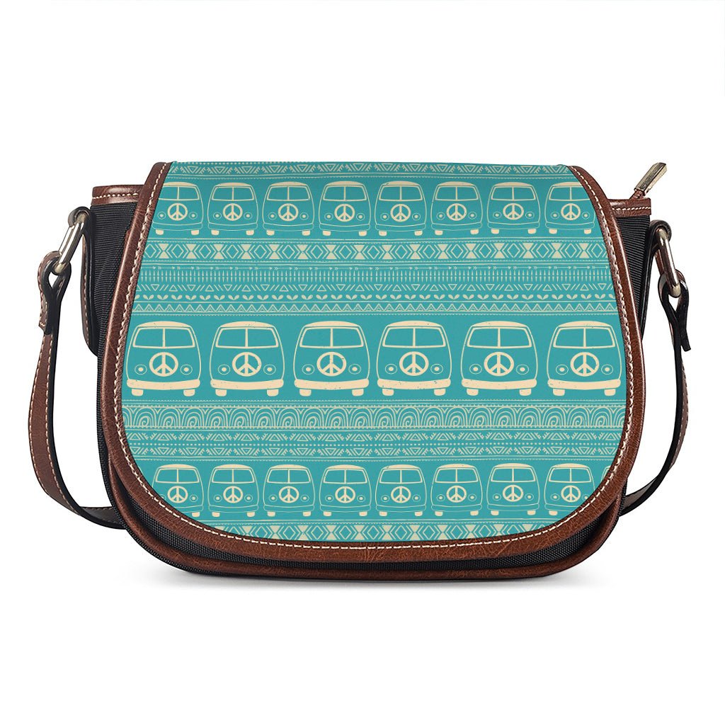 Vintage Hippie Van Pattern Print Saddle Bag