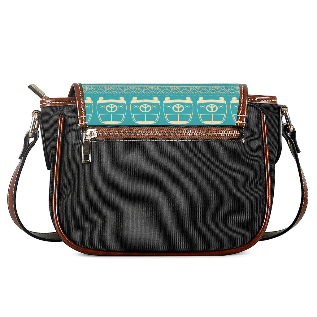 Vintage Hippie Van Pattern Print Saddle Bag