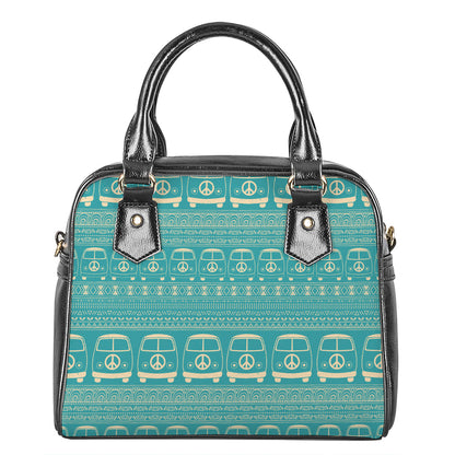 Vintage Hippie Van Pattern Print Shoulder Handbag