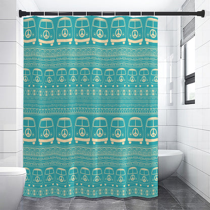 Vintage Hippie Van Pattern Print Shower Curtain