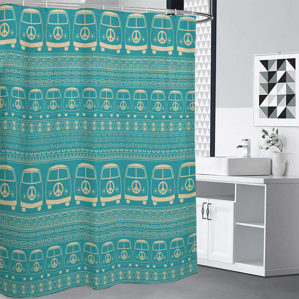 Vintage Hippie Van Pattern Print Shower Curtain
