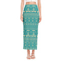 Vintage Hippie Van Pattern Print Side Slit Maxi Skirt