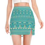 Vintage Hippie Van Pattern Print Side Slit Mini Skirt