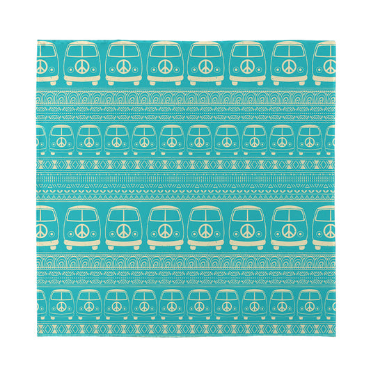 Vintage Hippie Van Pattern Print Silk Bandana