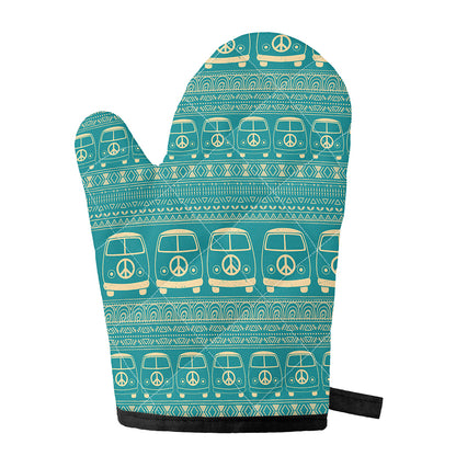 Vintage Hippie Van Pattern Print Single Oven Mitt