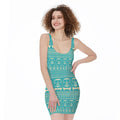 Vintage Hippie Van Pattern Print Sleeveless Bodycon Dress