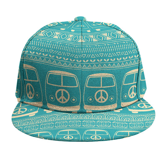 Vintage Hippie Van Pattern Print Snapback Cap