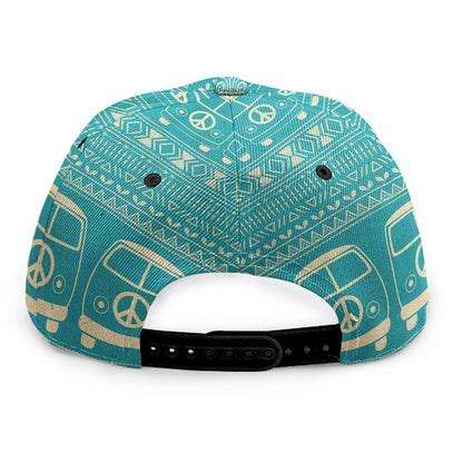 Vintage Hippie Van Pattern Print Snapback Cap