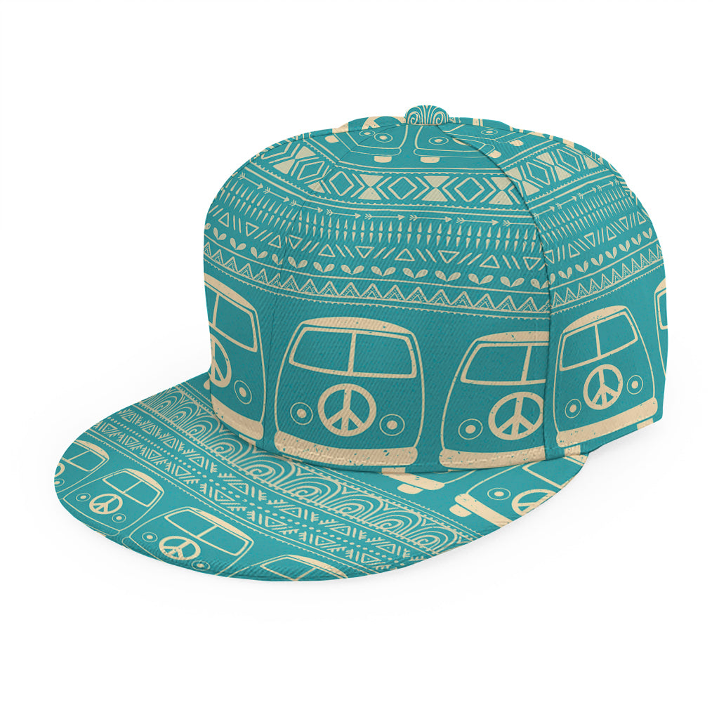 Vintage Hippie Van Pattern Print Snapback Cap