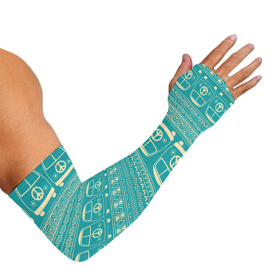 Vintage Hippie Van Pattern Print Sun Protection Arm Sleeves