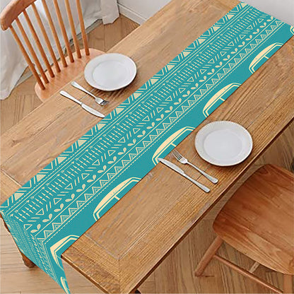 Vintage Hippie Van Pattern Print Table Runner