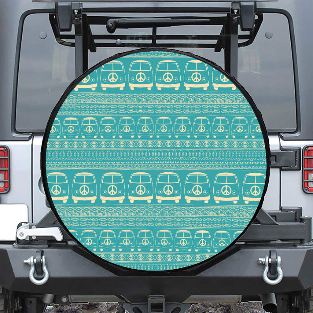 Vintage Hippie Van Pattern Print Tire Cover